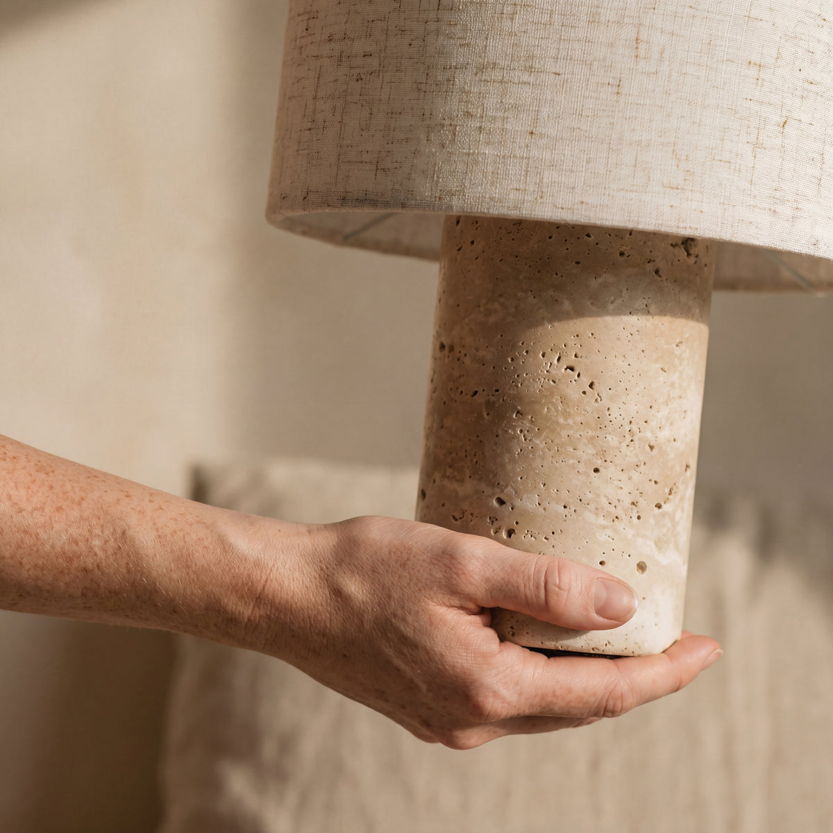 The Cordless Travertine Table Lamp